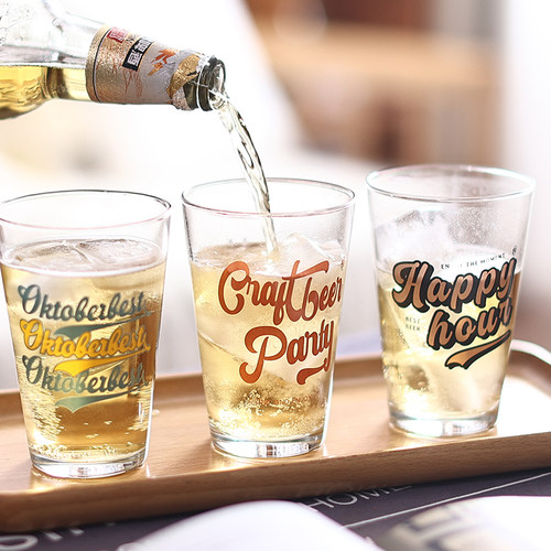 原创美式字母玻璃啤酒杯家用商用