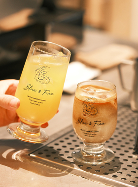 气泡招待所‘原创“蓝海贝屿”玻璃杯高脚杯咖啡杯牛奶饮料杯酒杯