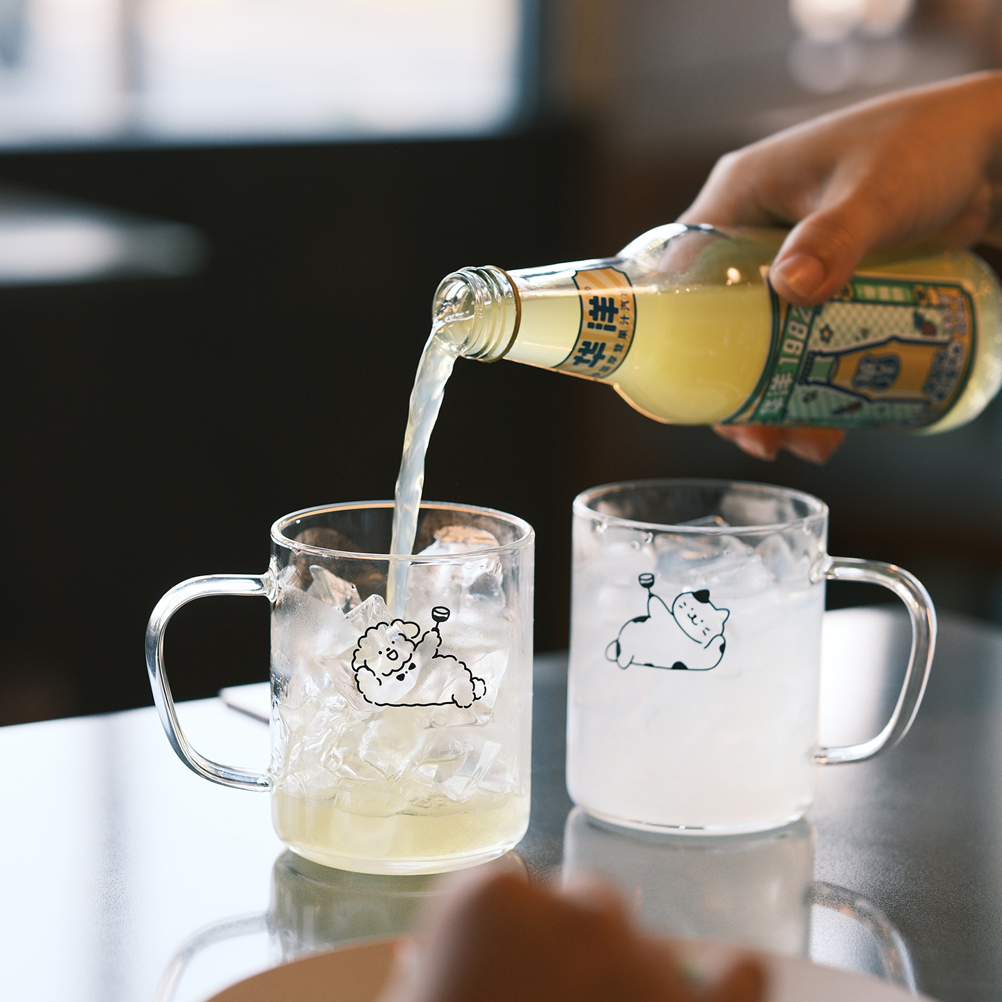 气泡招待所‘原创简笔画小狗耐热玻璃手柄杯牛奶咖啡杯饮料果汁杯