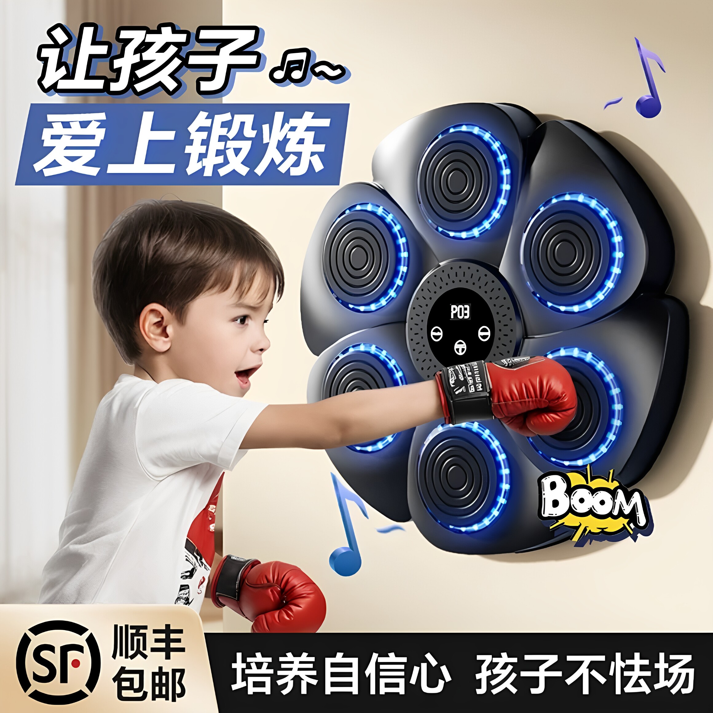 儿童智能拳击机家用音乐墙靶