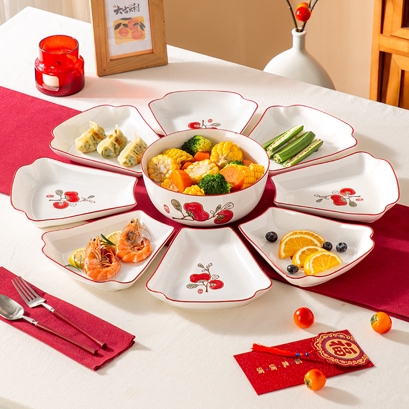 中式家用陶瓷拼盘餐具组合