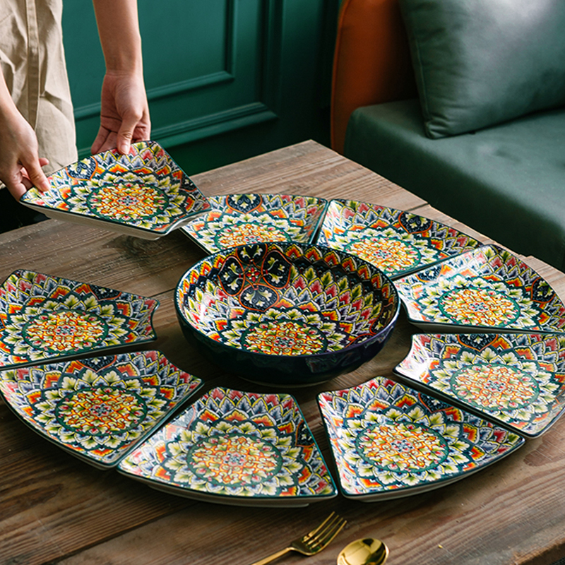 摆盘陶瓷拼盘家用圆桌