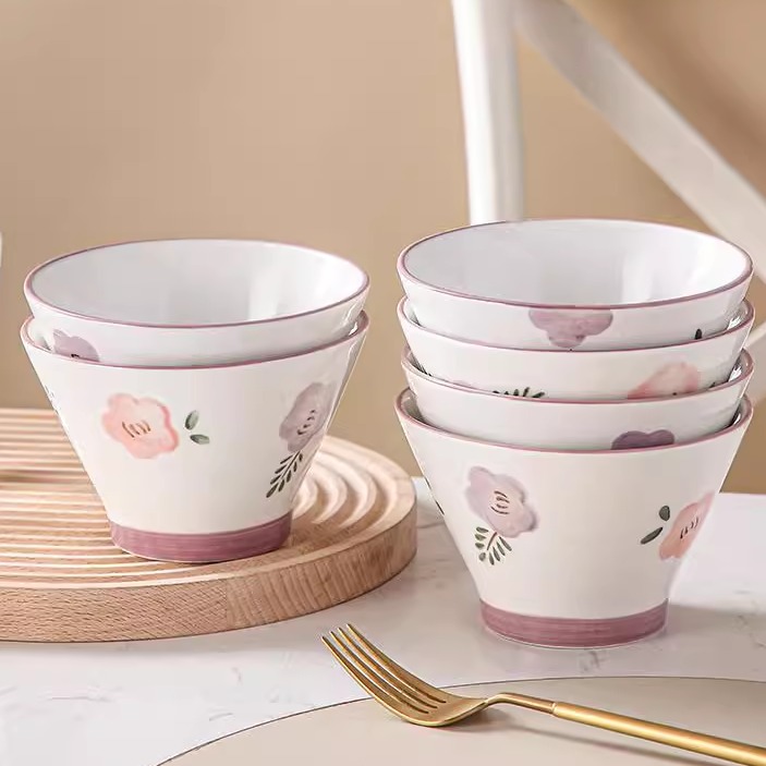 日式陶瓷斗笠碗家用创意饭碗套装