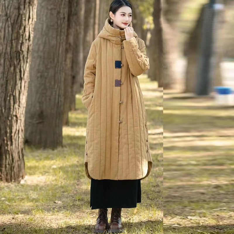 红尚棉中长文艺直筒加厚