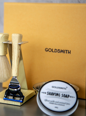 GOLDSMITH男士手动剃须刀金属木纹刮胡刀套装送礼父亲节金匠5层