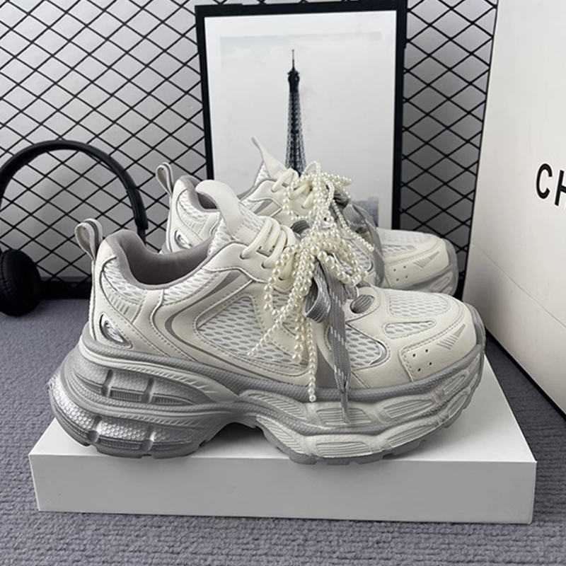 MK&DK欧洲站真皮厚底老爹鞋女2025新款小个子增高休闲百搭运动鞋