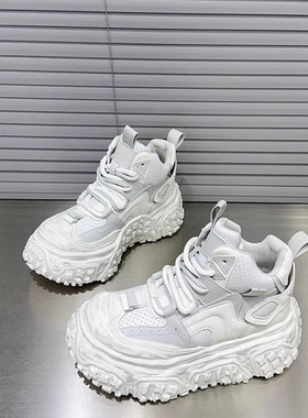 MK&DK欧洲站真皮高帮鞋女2025春秋新款小白鞋厚底增高百搭运动鞋