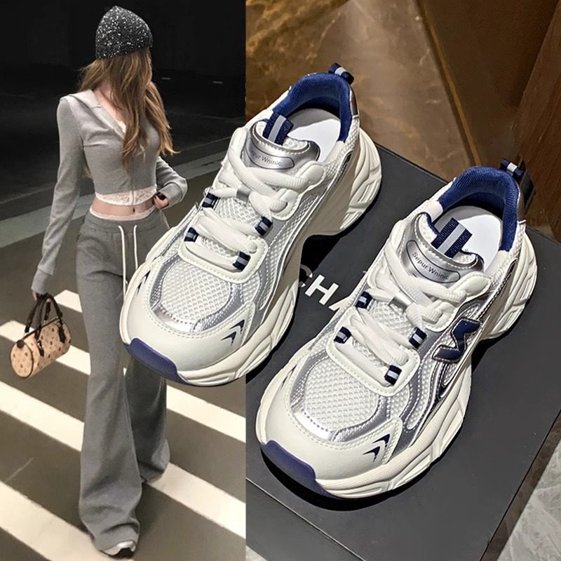 MK&DK女鞋小个子增高欧洲风2025新春秋季款通勤松糕鞋真皮老爹鞋