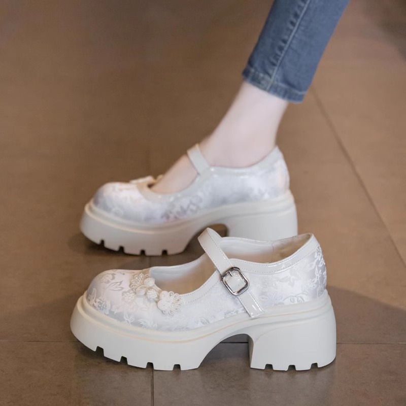 MK&DK香港真皮玛丽珍鞋女2025新款春秋季中式国风高跟鞋气质单鞋