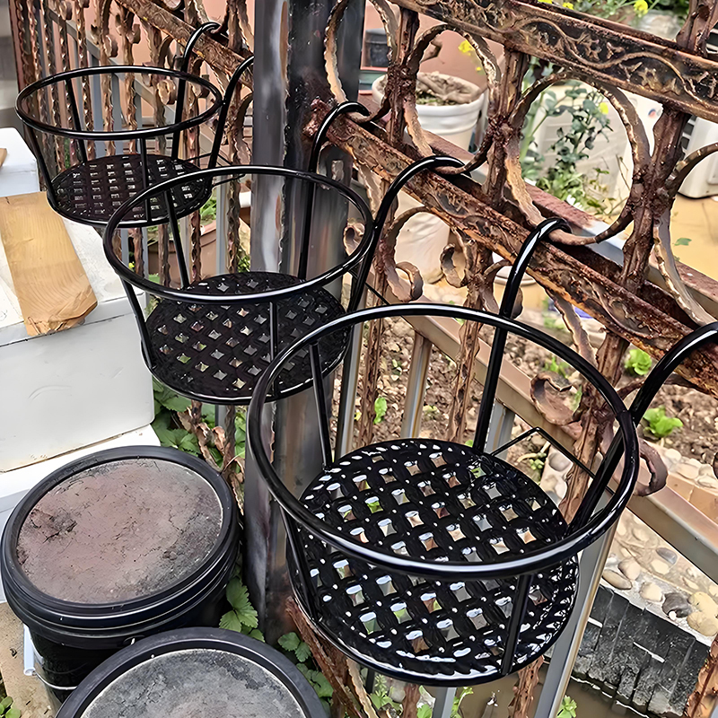 栏杆花架阳台花架置物架大号吊兰悬挂挂式铁艺花盆托架绿萝花架