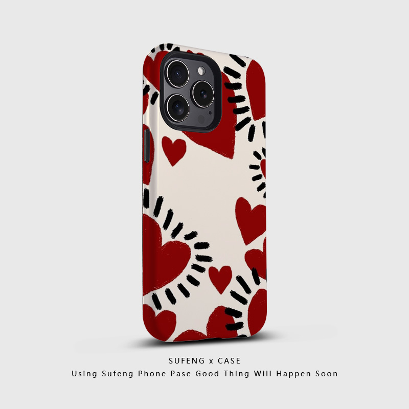 宿风适用苹果VIVO华为荣耀OPPO小米iPhone16promax磨砂15/14/13/12/17/mate70情侣手机壳女彩绘涂鸦爱心太阳