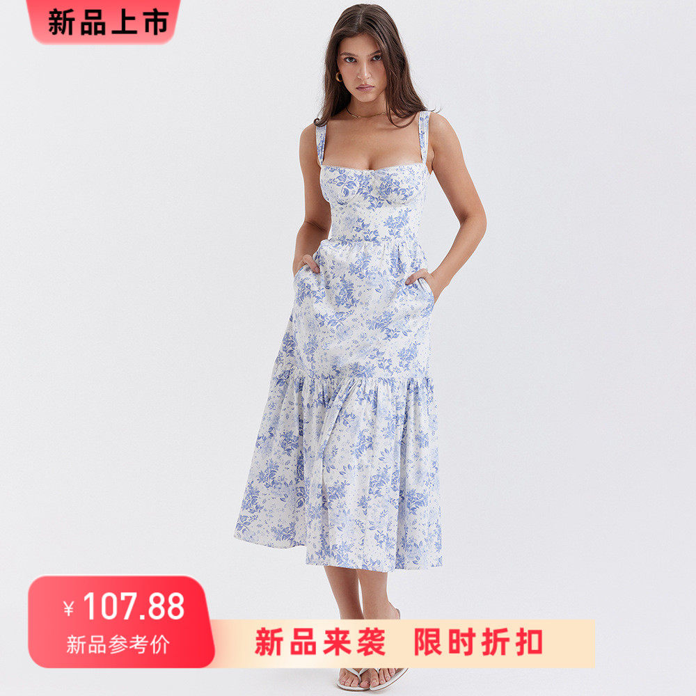 大码女装长款遮肉吊带裙200斤连衣裙
