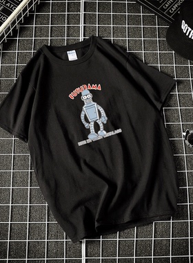 Futurama 飞出个未来 bender got beerT恤短袖纯棉夏季男女情侣装