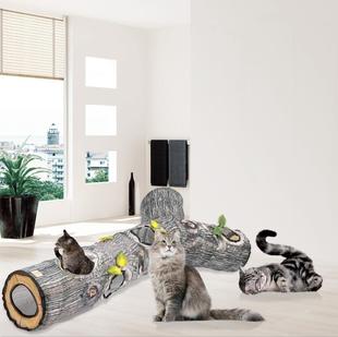 树洞猫隧道猫玩具可折叠猫通道树纹隧道宠物智益猫猫玩具滚地龙