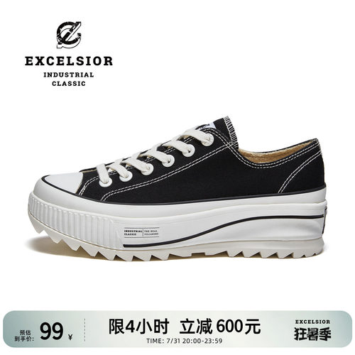 excelsior加绒低帮厚底帆布鞋