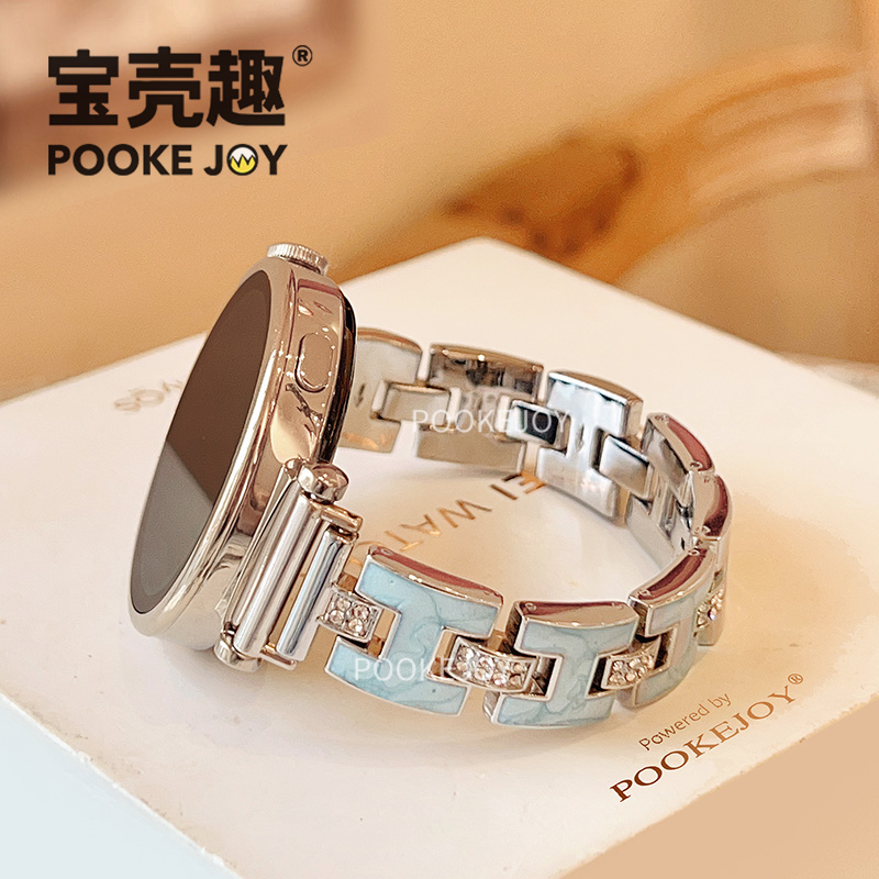 宝壳趣适用华为手表gt5表带H链条表带watch4/gt5pro滴胶表带gt4/gt3/gt2金属表链41/46mm创意高级质感夏新款