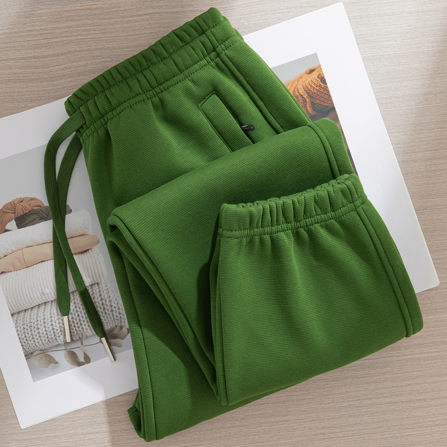 秋冬季绿色加绒运动裤女束脚宽松大码小个子厚款保暖九分休闲卫裤,女装/女士精品,休闲裤,淘宝优惠券,粉丝福利购,淘宝优惠卷