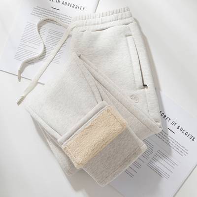 俏菲琳加绒加厚羊羔绒直筒卫裤