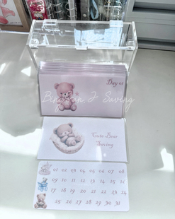 纯手工制作复古小熊31天结余盒存款盒 现金存款游戏储蓄罐