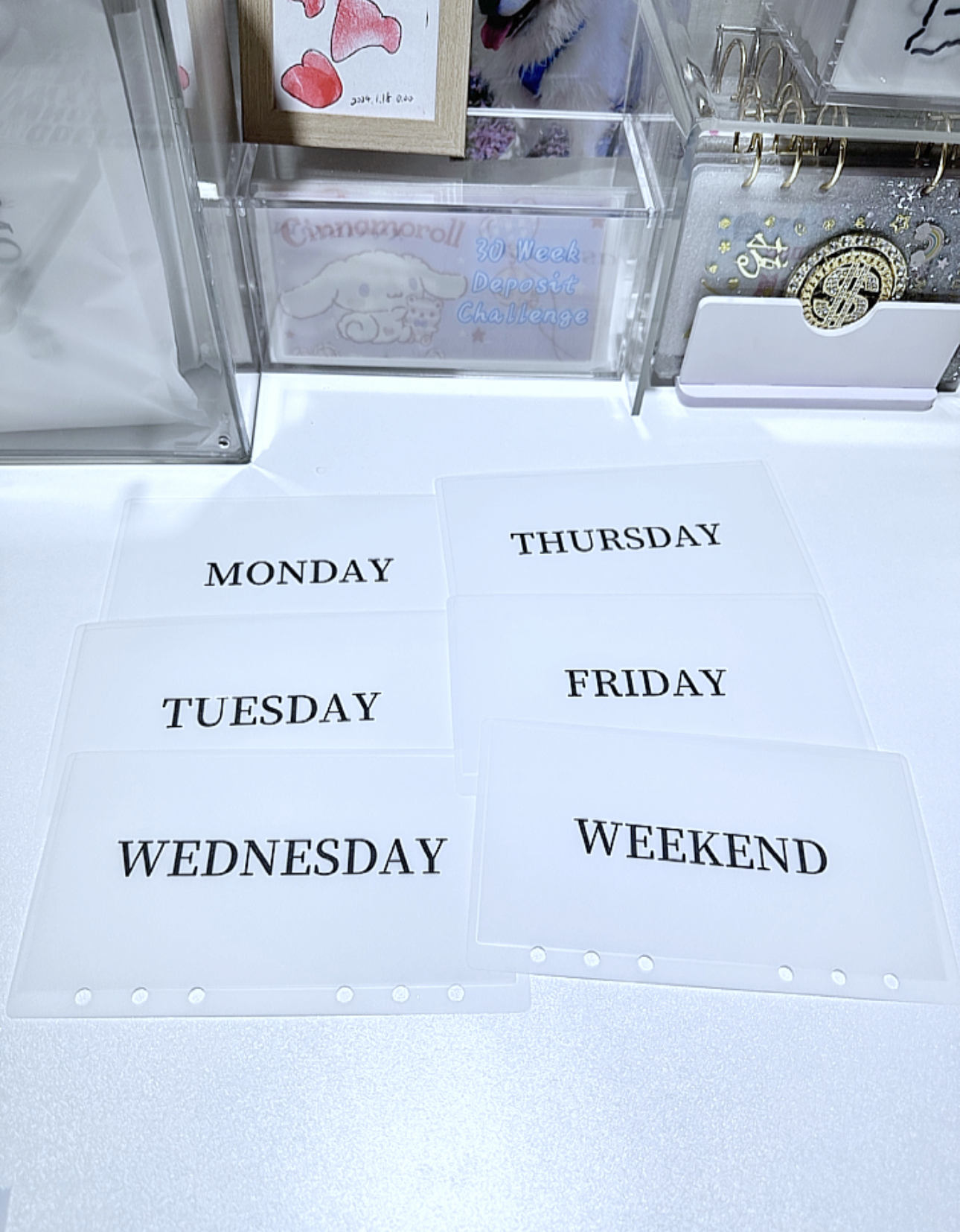 INS风极简现金袋星期款 周款预算袋 A6侧开口袋