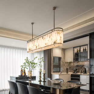 云石一字长条轻奢后现代餐厅吊灯餐厅设计师复式楼包厢饭店吊灯