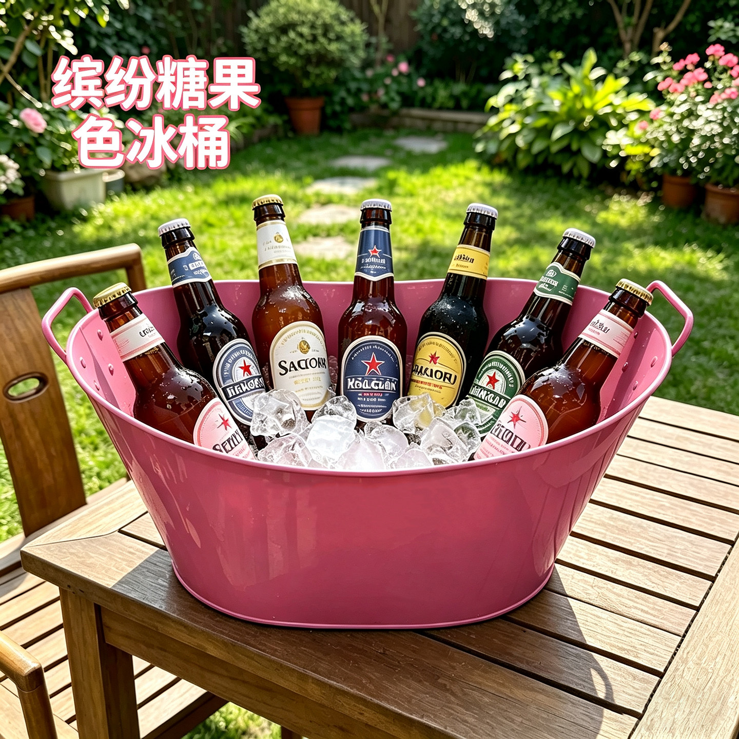 新款彩色冰桶大容量冰块桶冰啤酒香槟威士忌的桶糖果色铁皮桶