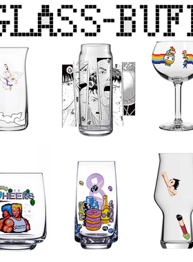 GLASS-BUFF卡通图案啤酒杯印花小容量酒杯精酿啤酒杯马里奥酒花杯