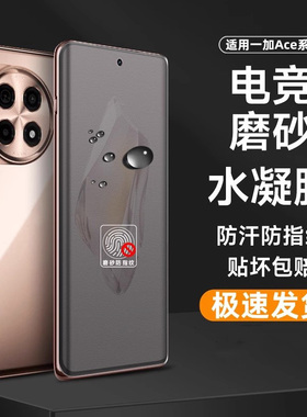适用一加ace3pro手机膜1+13磨砂水凝膜全屏覆盖一加ace2pro曲屏膜1+12/9/8防11指纹ACE2V护眼全包软膜ace钢化