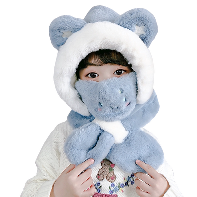 儿童帽围巾一体卡通可爱冬季保暖