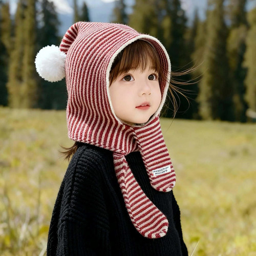 儿童针织毛线帽围巾一体保暖护耳