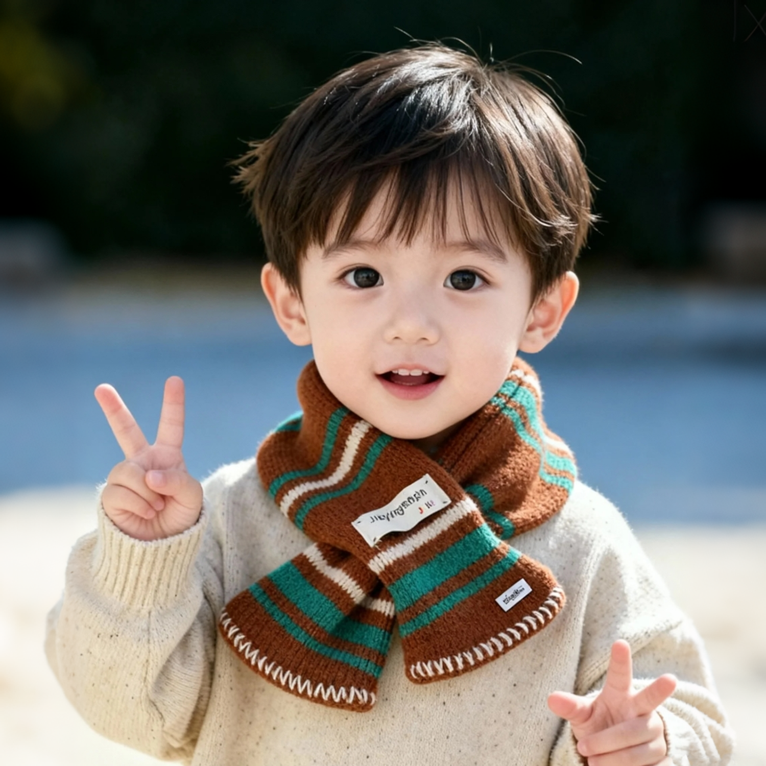 儿童围巾秋冬季保暖防风男宝宝护颈围脖韩版条纹针织脖套男孩洋气,童装/婴儿装/亲子装,围巾,淘宝优惠券,粉丝福利购,淘宝优惠卷