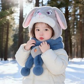 疯狂动物城兔子朱迪警官儿童帽子围巾一体狐狸尼克冬季 毛绒护耳帽