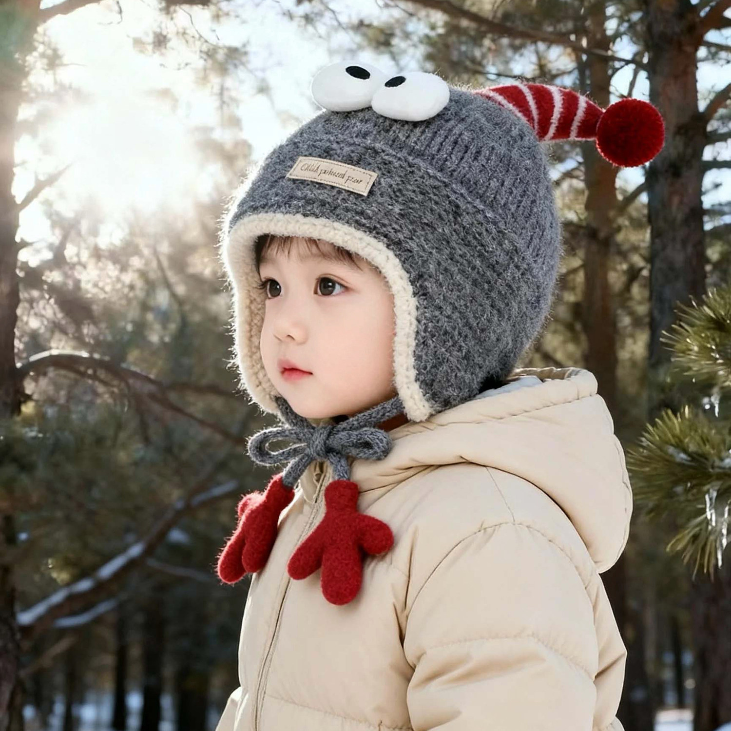 宝宝帽子秋冬季儿童针织毛线帽卡通可爱男女童加厚保暖防风护耳帽,童装/婴儿装/亲子装,帽子,淘宝优惠券,粉丝福利购,淘宝优惠卷