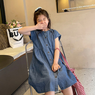 韩版 女童夏季 牛仔裙儿童洋气薄款 连衣裙大童女孩时髦百搭休闲裙子