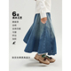 新款 童装 女童牛仔半身裙春秋季 中大童复古做旧儿童水洗渐变伞裙潮