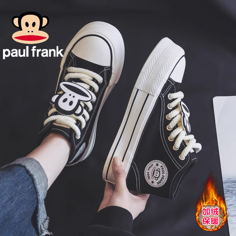 大嘴猴高帮加绒帆布鞋女休闲板鞋