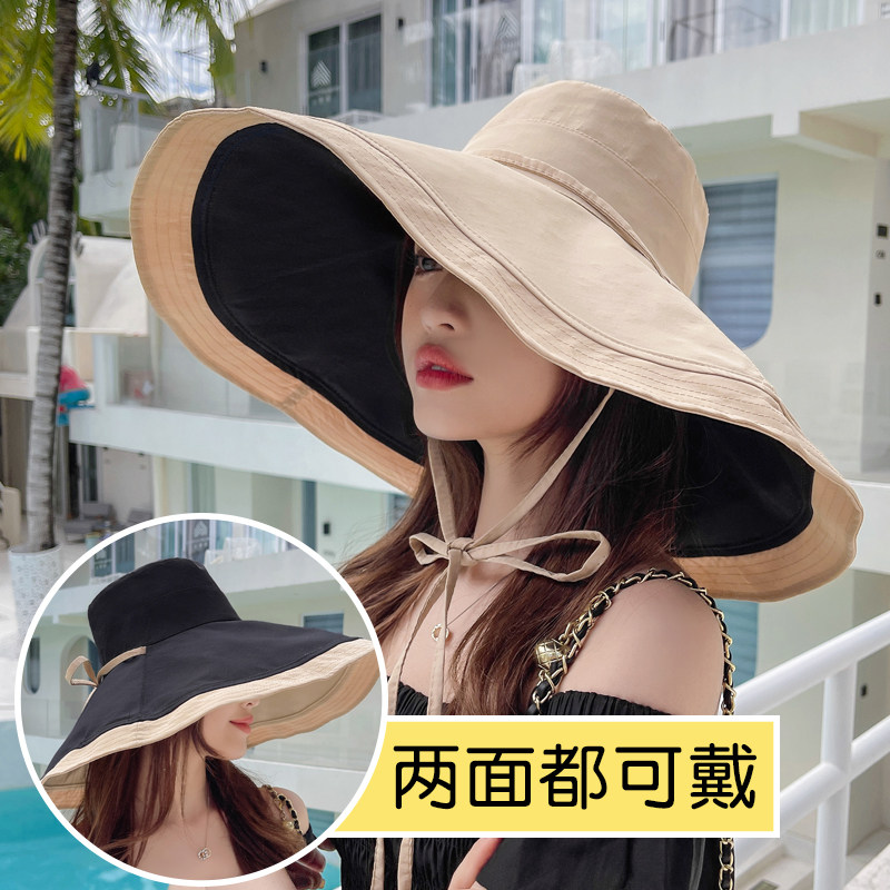 双面可戴大帽檐防晒可折叠遮阳帽