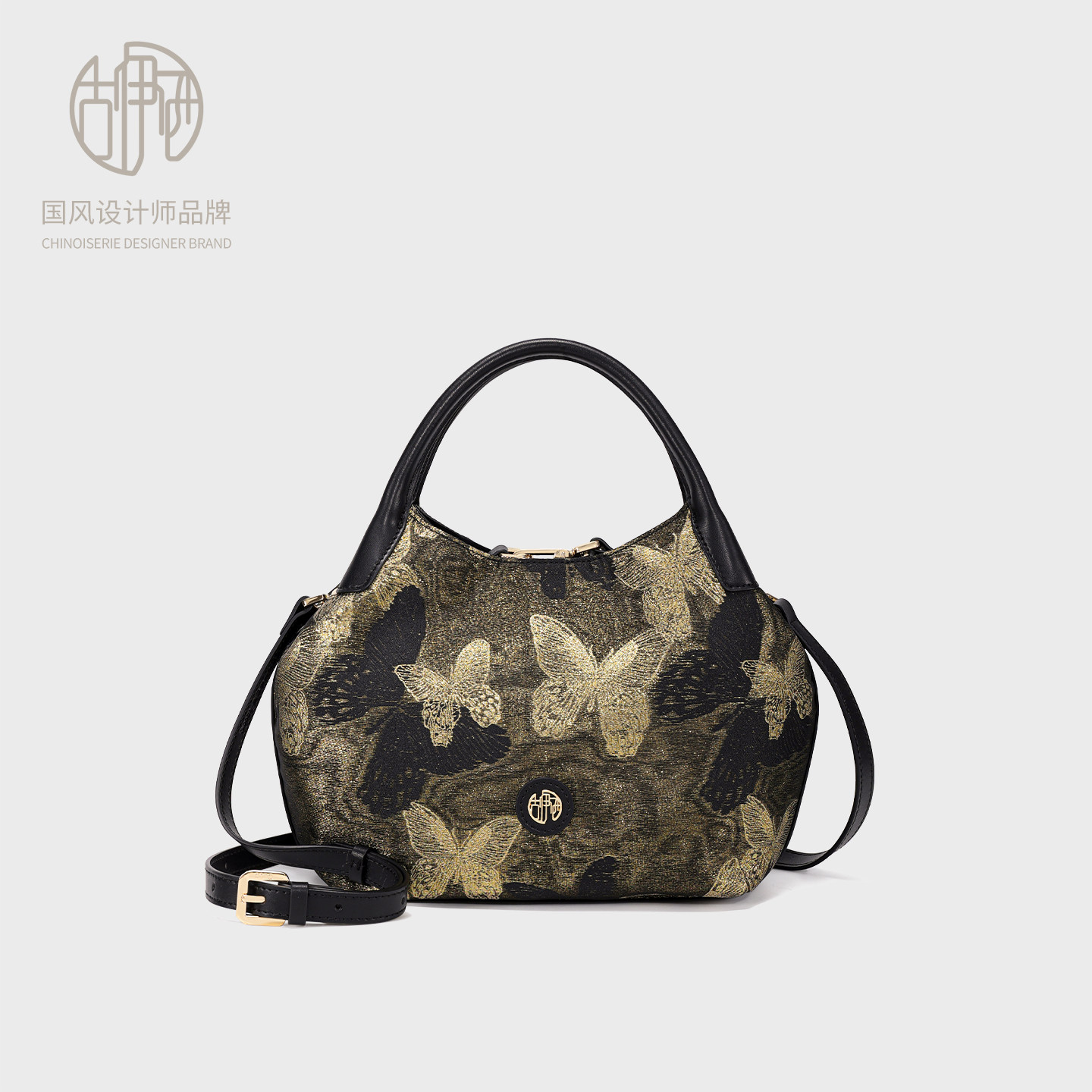 新中式蝴蝶织锦轻奢复古手提包