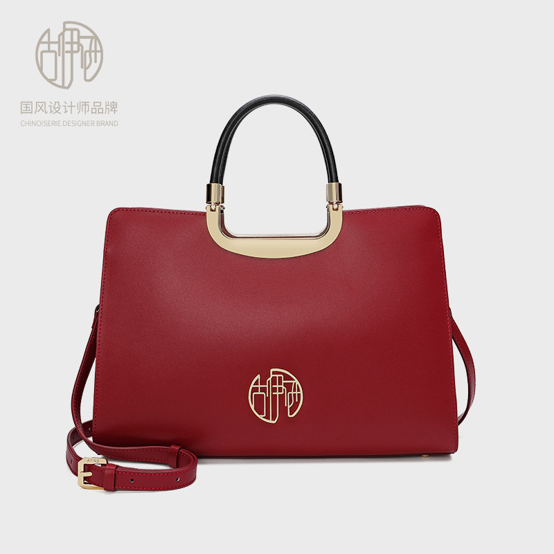 【宝藏品牌】中国风牛皮手提2026开年红斜挎妈妈单肩结婚新娘包