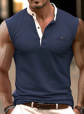 2025夏季男运动无袖t恤透气修身汗衫外穿上衣背心Men's vest