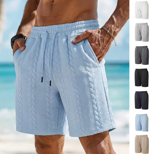 2026美式男士夏季短裤提花抽绳纯色户外休闲裤子Men's trousers