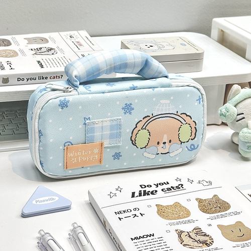 冬日小狗手提笔袋高颜值ins风