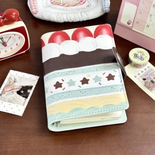 薄巧草莓蛋糕A6皮面笔记本高颜值女生可拆卸活页本新款 记事本本子