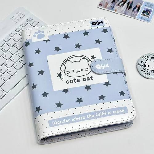 蓝色星星耳机小猫卡册活页收纳册