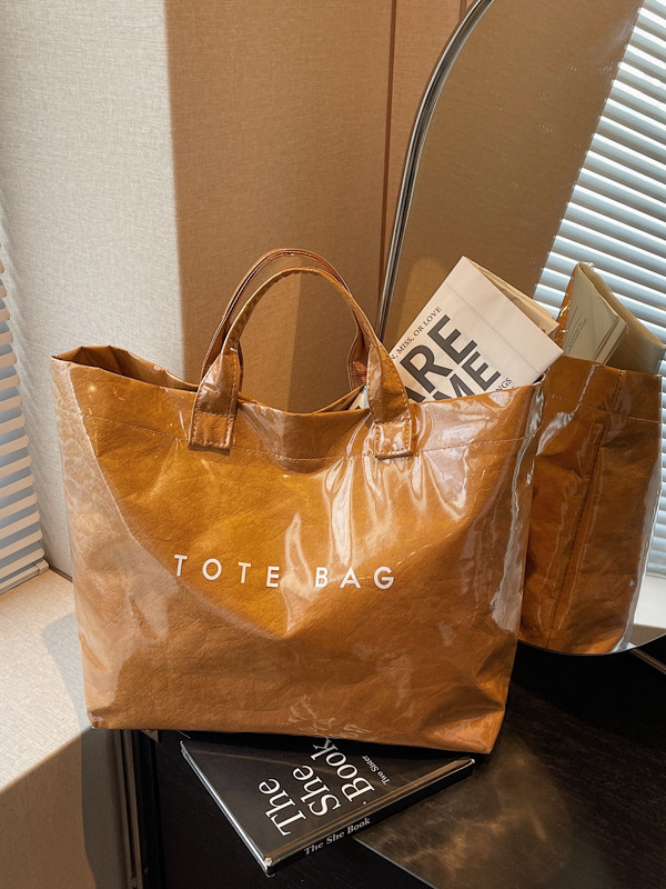 New Large Capacity DuPont Paper Transparent Waterproof Jelly PVC Tote Bag for Work, Commuting, Travel and Mother's Handbag - Thumbnail 3