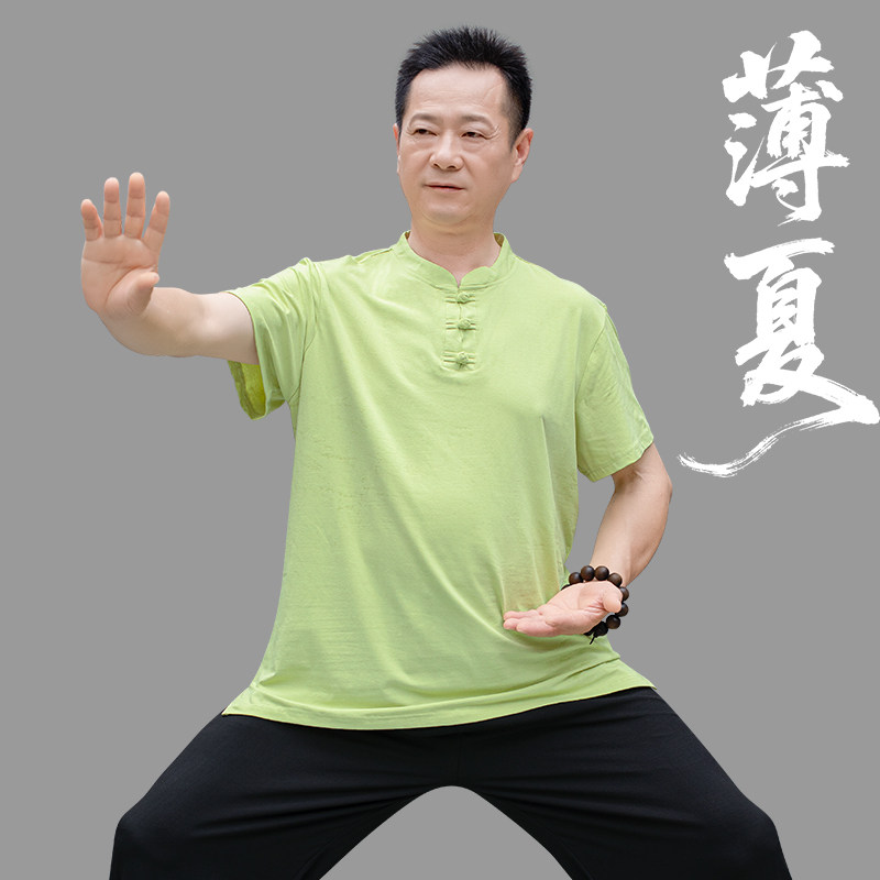 短袖太极服男款2026新款夏季薄款纯太极T恤太极拳八段锦练功服图片