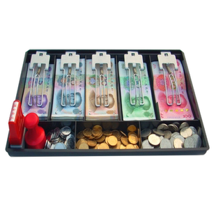 多格收银盒收银箱超市抽屉收银盘收纳盒分钱格硬币盒收款盒收钱盒现金盒零钱盒纸币分类钱格