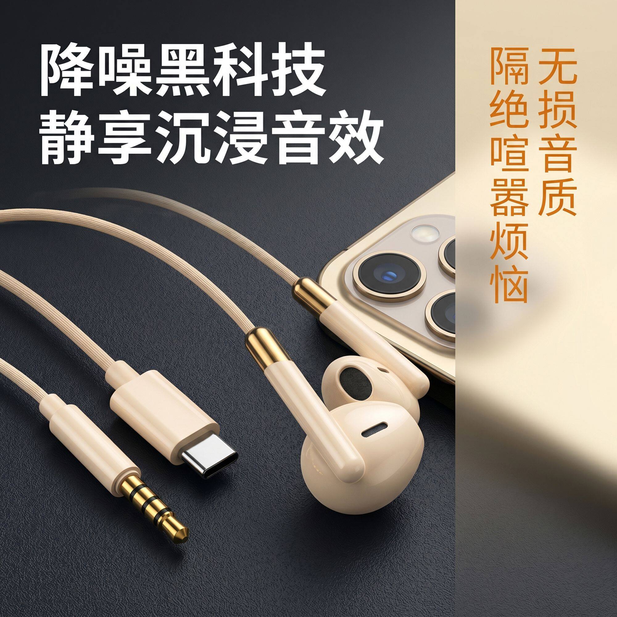 NE监听有线耳机3.5mm半入耳式高音质全民K歌带麦线控typec数字