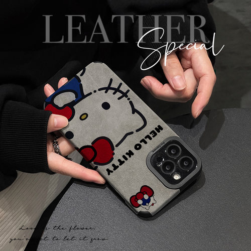 初绽适用苹果16/15ProMax手机壳iPhone14/13/12小众11翻毛皮英文可爱猫咪潮高级感防摔17Air全包情侣软保护套