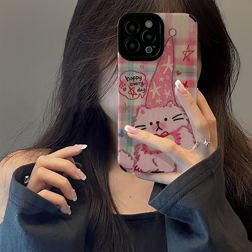 初绽适用华为nova15手机壳14/13/12/11全包10pro竖条纹可爱尖帽小猫情侣潮15Ultra防摔高级感皮纹保护套外壳